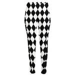 Black And White Harlequin Pattern Print High-Waisted Pocket Leggings