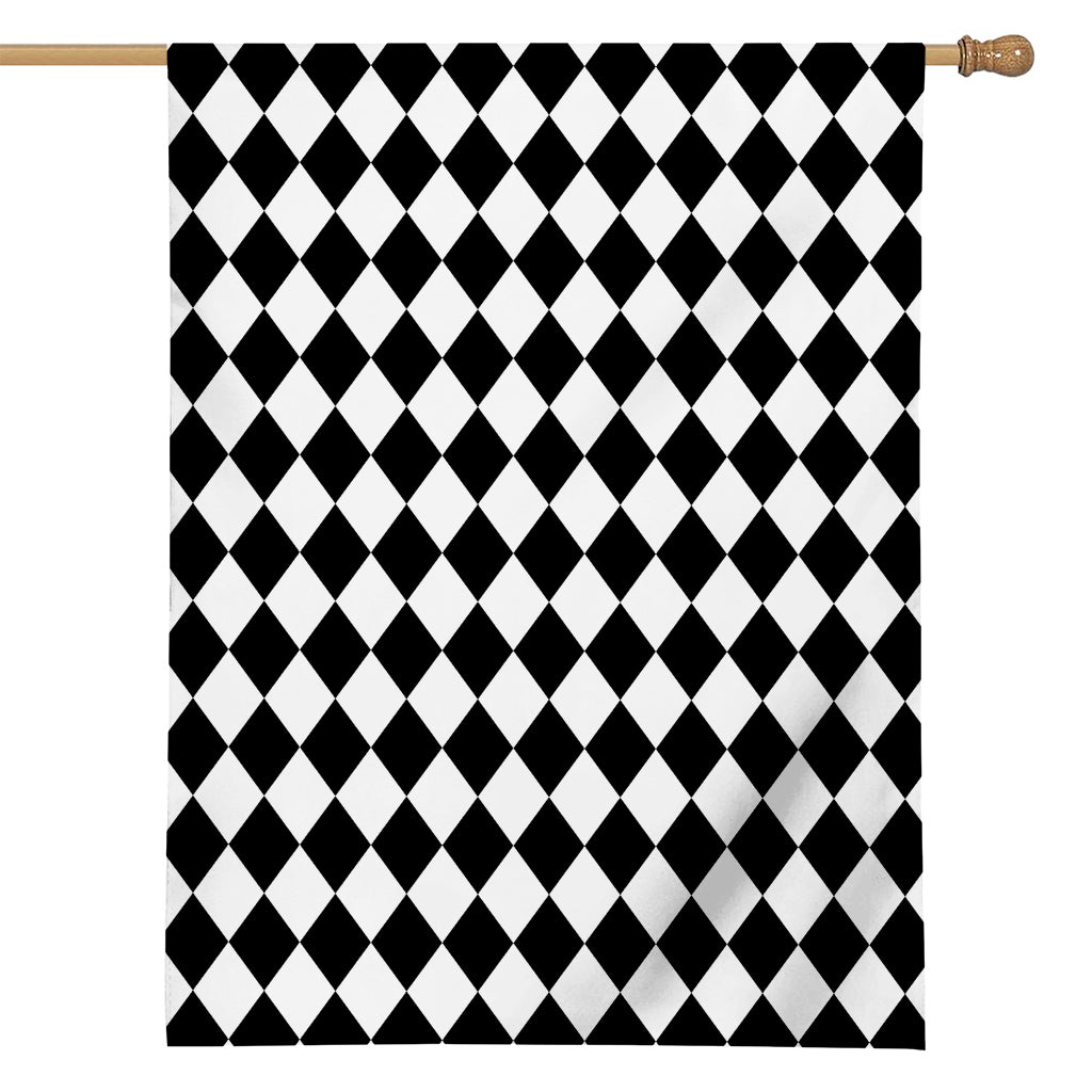 Black And White Harlequin Pattern Print House Flag