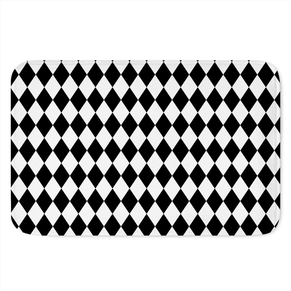 Black And White Harlequin Pattern Print Indoor Door Mat