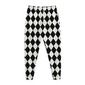 Black And White Harlequin Pattern Print Jogger Pants