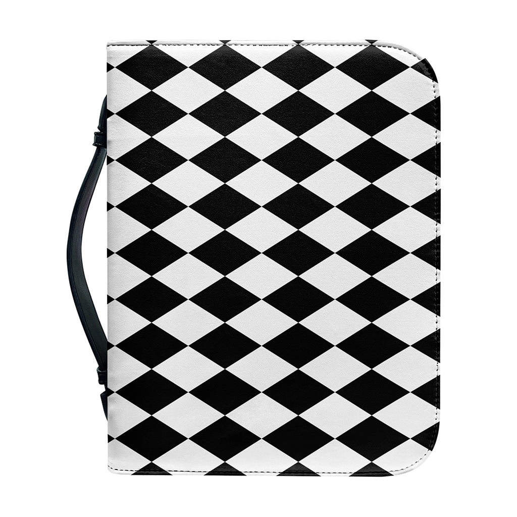 Black And White Harlequin Pattern Print Leather Bible Cover