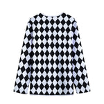 Black And White Harlequin Pattern Print Long Sleeve Short Coat