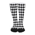 Black And White Harlequin Pattern Print Long Socks