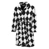 Black And White Harlequin Pattern Print Men's Bathrobe