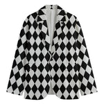 Black And White Harlequin Pattern Print Men's Blazer