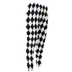 Black And White Harlequin Pattern Print Men's Compression Pants