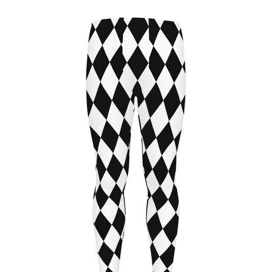 Black And White Harlequin Pattern Print Men's leggings