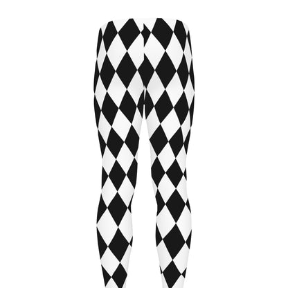 Black And White Harlequin Pattern Print Men's leggings