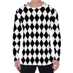 Black And White Harlequin Pattern Print Men's Long Sleeve T-Shirt