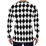 Black And White Harlequin Pattern Print Men's Long Sleeve T-Shirt