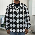 Black And White Harlequin Pattern Print Men's Shirt Jacket
