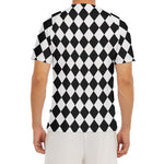 Black And White Harlequin Pattern Print Men's Short Sleeve Rash Guard