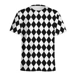 Black And White Harlequin Pattern Print Men's Sports T-Shirt
