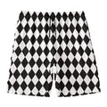 Black And White Harlequin Pattern Print Men's Swim Trunks