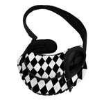 Black And White Harlequin Pattern Print Pet Sling Carrier