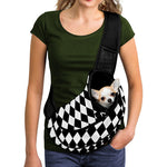 Black And White Harlequin Pattern Print Pet Sling Carrier