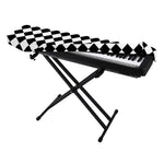 Black And White Harlequin Pattern Print Piano Keyboard Cover