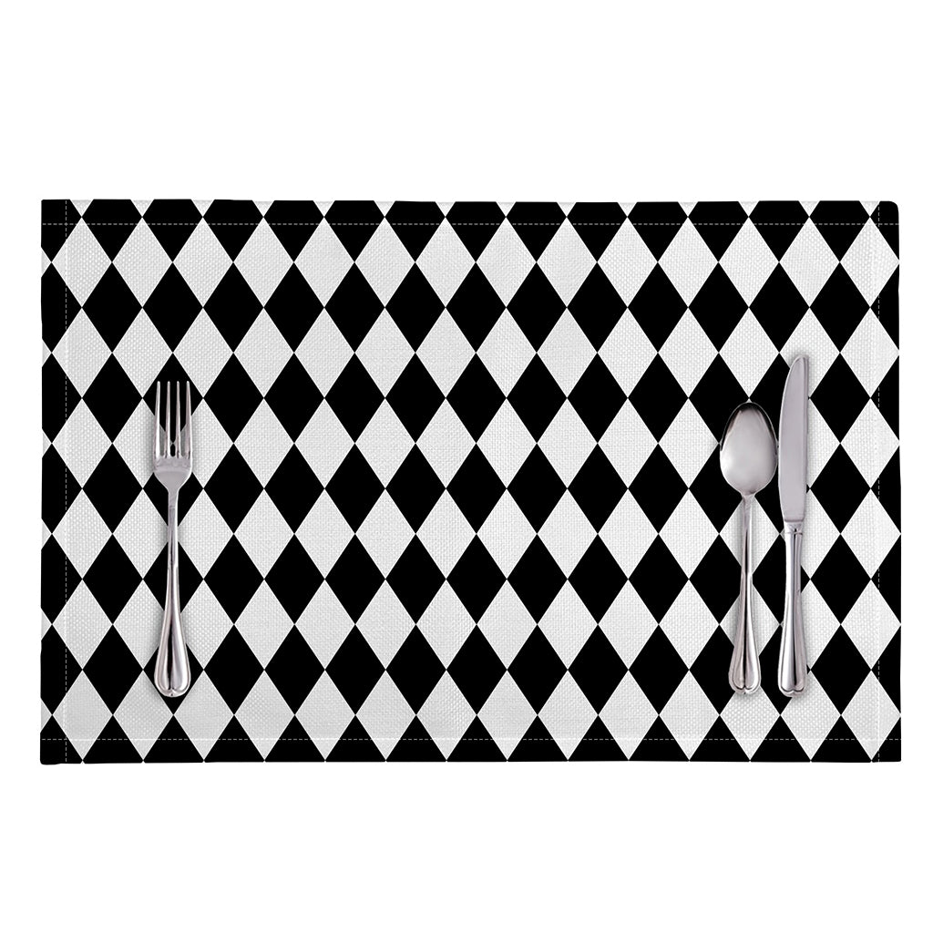 Black And White Harlequin Pattern Print Placemat