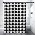 Black And White Harlequin Pattern Print Premium Shower Curtain