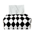 Black And White Harlequin Pattern Print Rectangle Tissue Box Cover