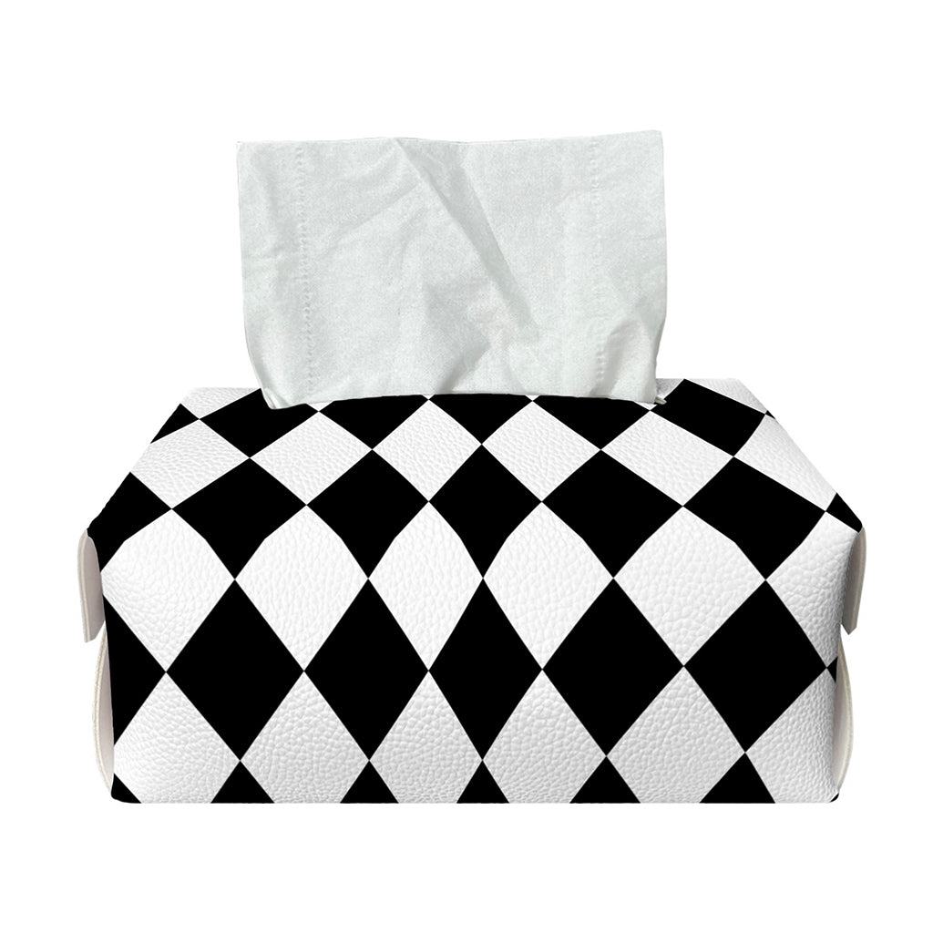 Black And White Harlequin Pattern Print Rectangle Tissue Box Cover