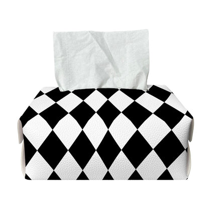 Black And White Harlequin Pattern Print Rectangle Tissue Box Cover