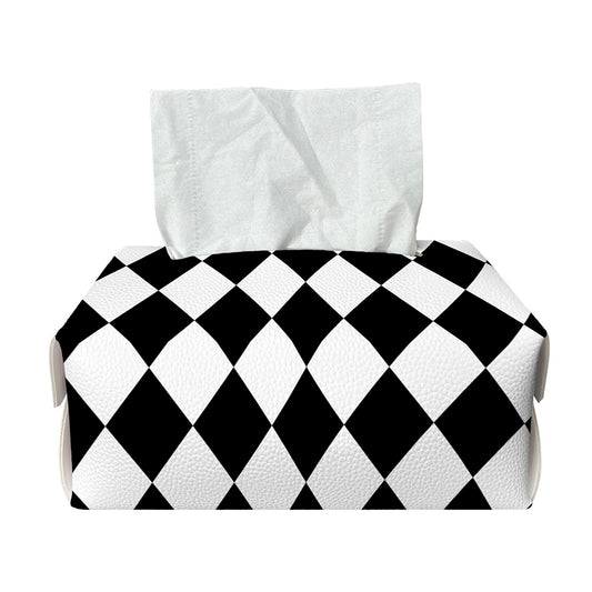 Black And White Harlequin Pattern Print Rectangle Tissue Box Cover
