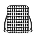 Black And White Harlequin Pattern Print Rectangular Crossbody Bag