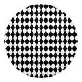 Black And White Harlequin Pattern Print Round Blanket