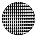 Black And White Harlequin Pattern Print Round Floor Mat