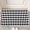 Black And White Harlequin Pattern Print Rubber Doormat