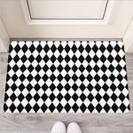 Black And White Harlequin Pattern Print Rubber Doormat