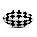 Black And White Harlequin Pattern Print Rugby Ball