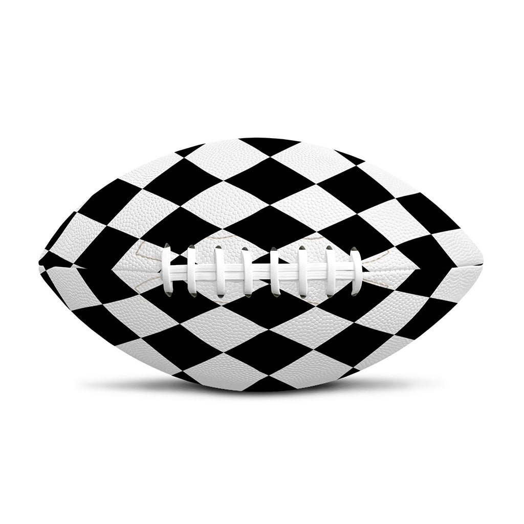 Black And White Harlequin Pattern Print Rugby Ball