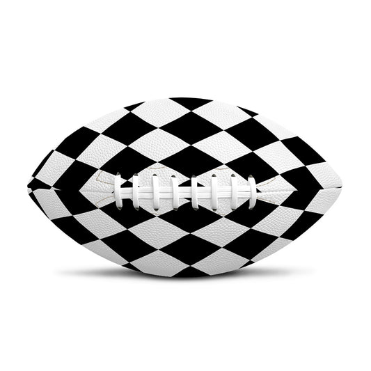 Black And White Harlequin Pattern Print Rugby Ball