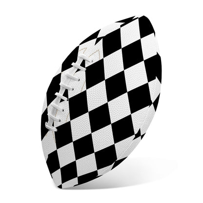 Black And White Harlequin Pattern Print Rugby Ball