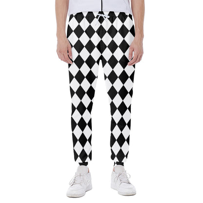 Black And White Harlequin Pattern Print Scuba Joggers