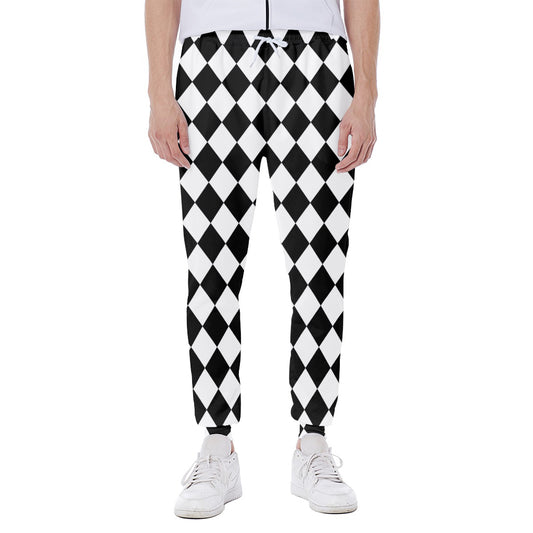 Black And White Harlequin Pattern Print Scuba Joggers
