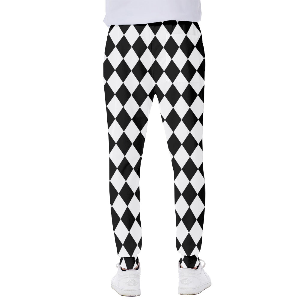 Black And White Harlequin Pattern Print Scuba Joggers