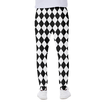 Black And White Harlequin Pattern Print Scuba Joggers