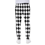 Black And White Harlequin Pattern Print Scuba Joggers