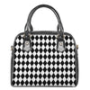 Black And White Harlequin Pattern Print Shoulder Handbag