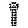 Black And White Harlequin Pattern Print Single Neoprene Wine Tote