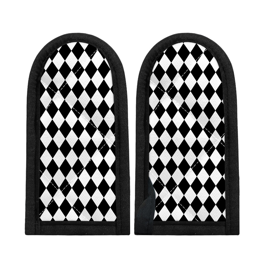 Black And White Harlequin Pattern Print Skillet Handle Cover