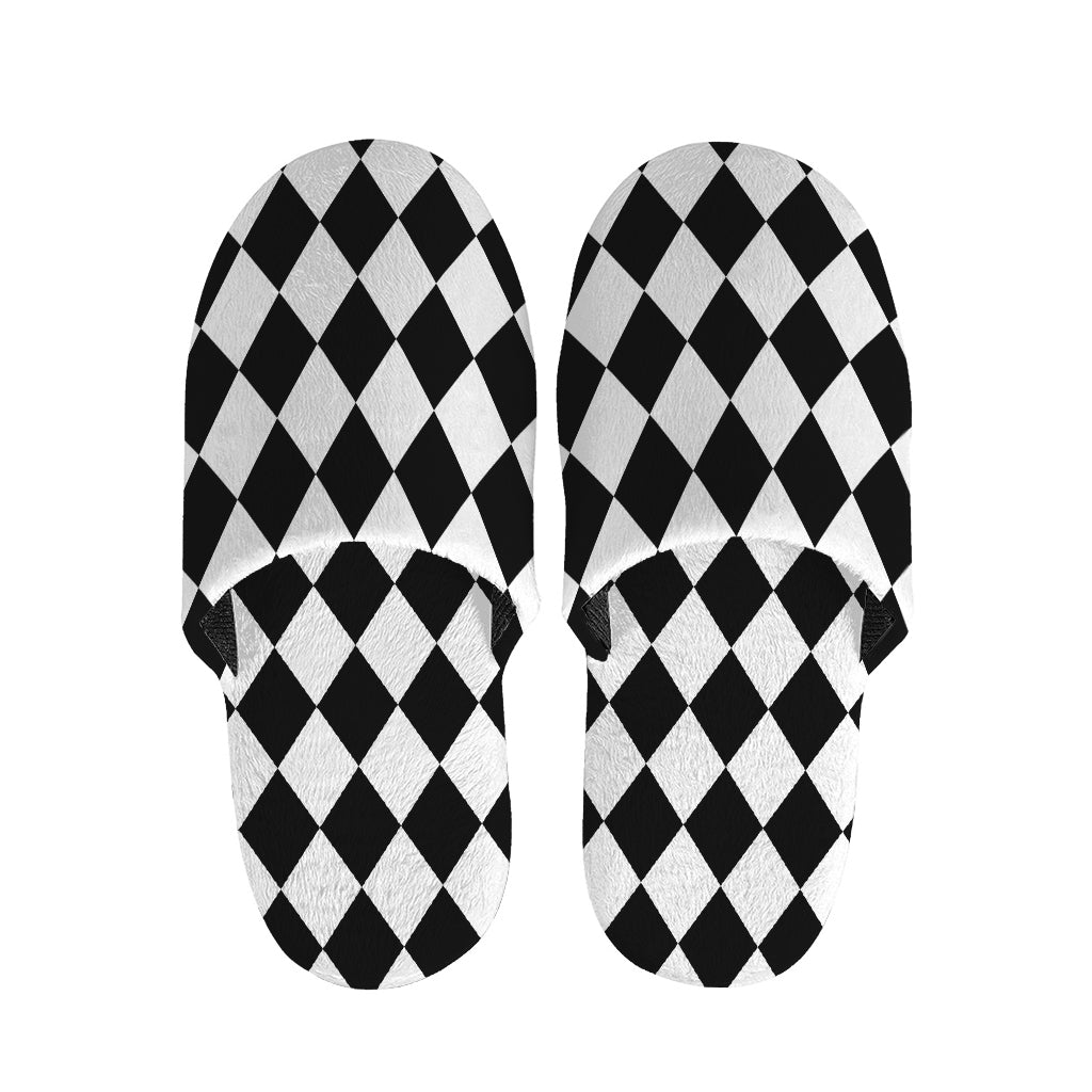 Black And White Harlequin Pattern Print Slippers