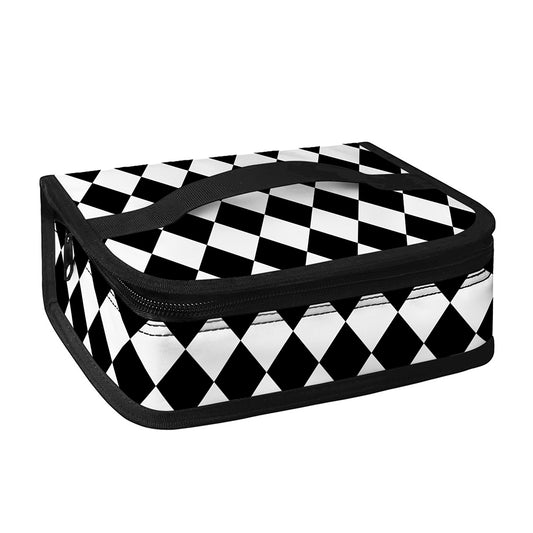 Black And White Harlequin Pattern Print Small Lunch Bag