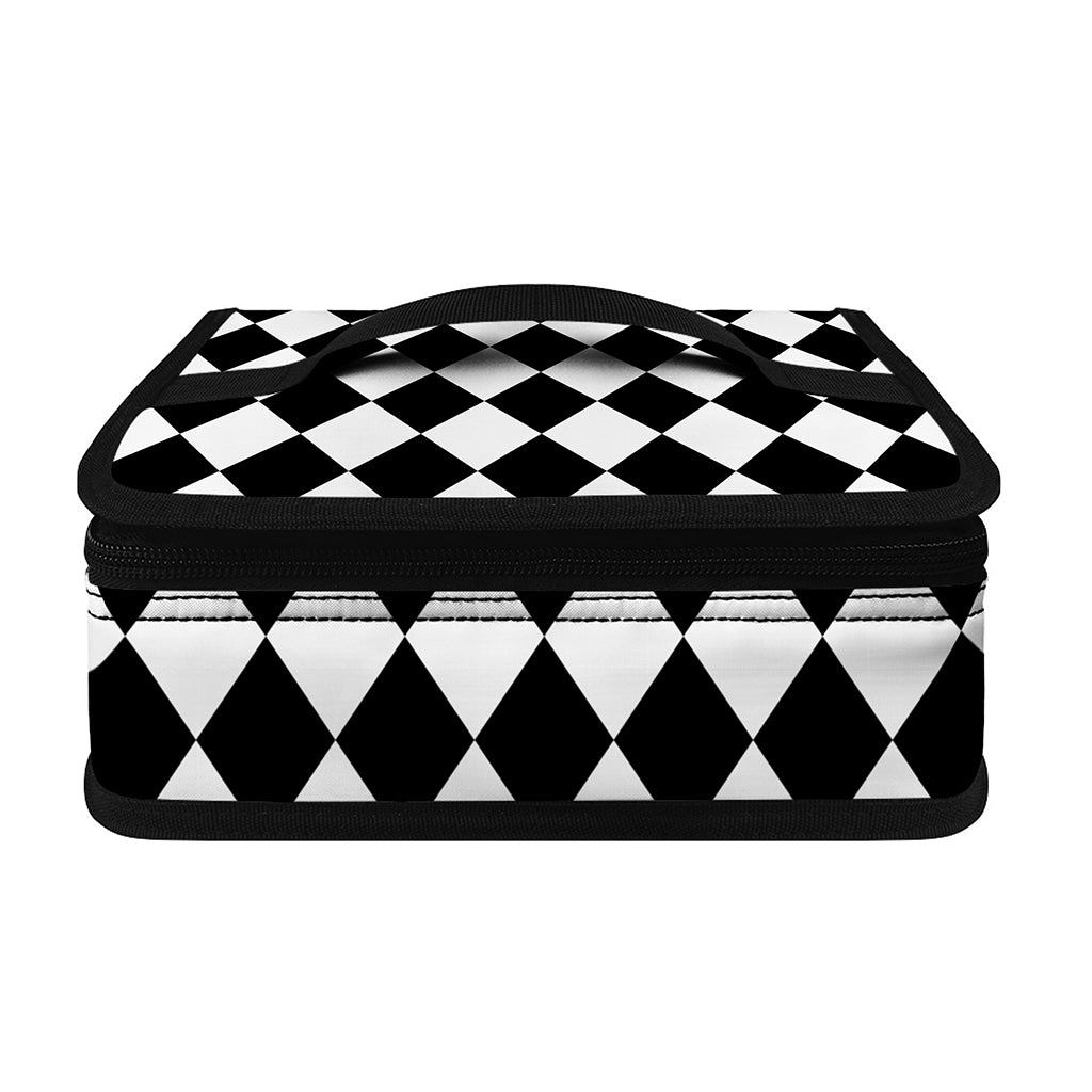 Black And White Harlequin Pattern Print Small Lunch Bag