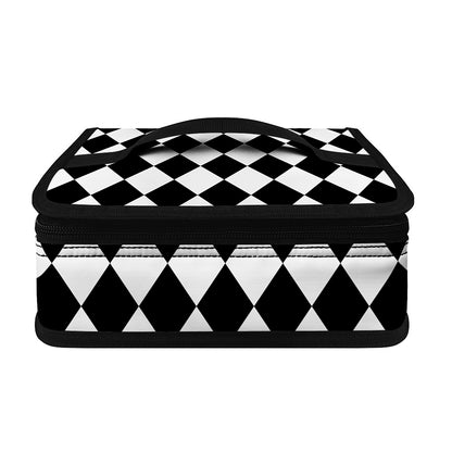 Black And White Harlequin Pattern Print Small Lunch Bag