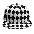 Black And White Harlequin Pattern Print Snapback Cap