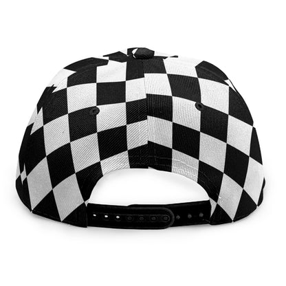 Black And White Harlequin Pattern Print Snapback Cap